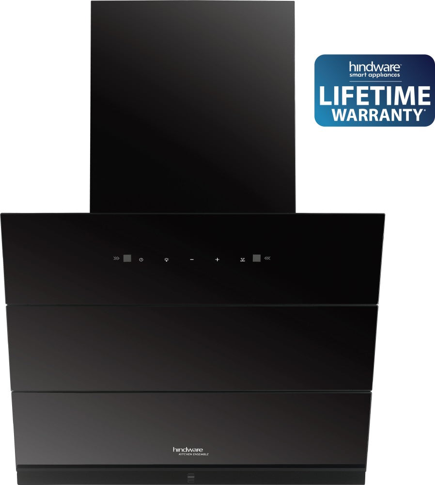 Hindware Greta Autoclean 60 Auto Clean with Powerful Suction Capacity,Motion Sensor Wall Mounted Chimney - Black 1350 CMH