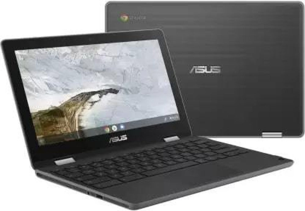 ASUS क्रोमबुक फ्लिप टच सेलेरॉन ड्यूल कोर - (4 जीबी/32 जीबी ईएमएमसी स्टोरेज/क्रोम ओएस) C214MA-BU0704 क्रोमबुक - 11.6 इंच, गहरा ग्रे, 1.20 किलोग्राम