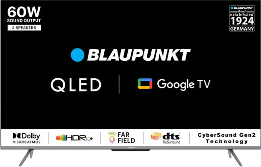 Blaupunkt 126 cm (50 Inch) QLED Ultra HD (4K) Smart Google TV With Dolby Atmos & Far-Field Mic - 50QD7010