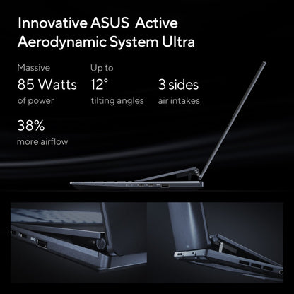 Asus Zenbook Pro 14 Duo OLED (2023) 76WHr बैटरी के साथ Intel H-सीरीज़ Core i9 13th Gen - (32GB/1 TB SSD/Windows 11 Home/6 GB ग्राफ़िक्स/NVIDIA GeForce RTX 4050/120 Hz) UX8402VU-MZ961WS गेमिंग लैपटॉप - 14.5 इंच, टेक ब्लैक, 1.75 किग्रा, एमएस ऑफिस के साथ