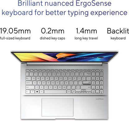 Asus Vivobook Pro 15 OLED Core i5 12th Gen - (16GB/512GB SSD/Windows 11 Home/4GB ग्राफ़िक्स/NVIDIA GeForce RTX 3050) K6500ZC-L502WS क्रिएटर लैपटॉप - 15.6 इंच, कूल सिल्वर, 1.80 kg, MS Office के साथ