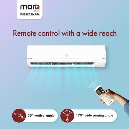 MarQ by Flipkart 2023 Range 0.7 Ton 3 Star Split Inverter 4-in-1 Convertible with Turbo Cool Technology AC  - White - 083SIAA22BW., Copper Condenser