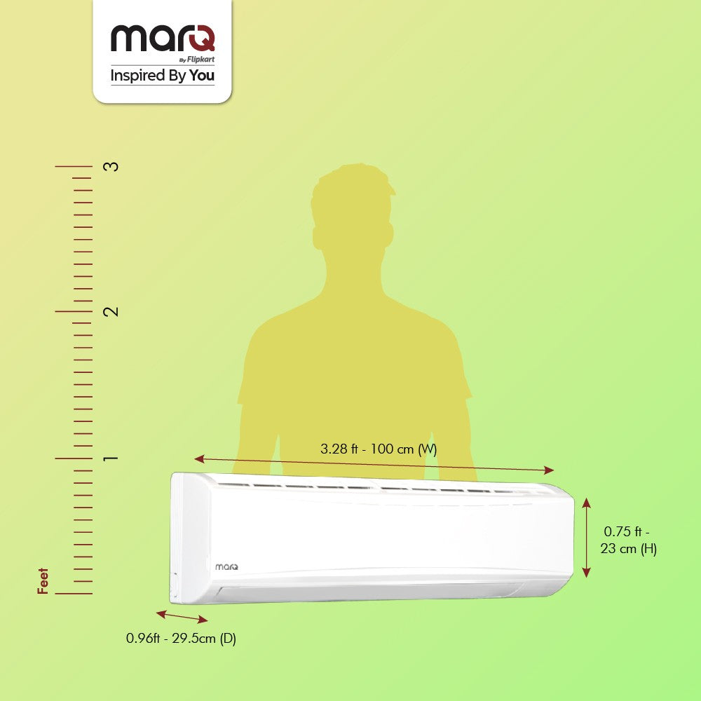 फ्लिपकार्ट द्वारा MarQ 2023 रेंज 1.5 टन 4 स्टार स्प्लिट इन्वर्टर 4-इन-1 कन्वर्टिबल टर्बो कूल टेक्नोलॉजी एसी के साथ - सफेद - 155SIAA22W, कॉपर कंडेनसर