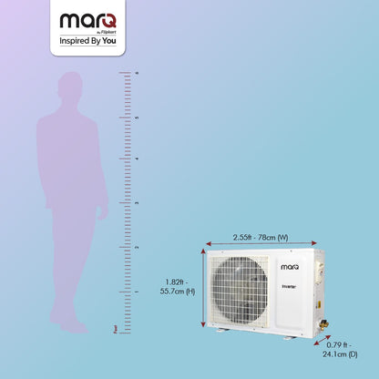 MarQ by Flipkart 2023 Range 0.7 Ton 3 Star Split Inverter 4-in-1 Convertible with Turbo Cool Technology AC  - White - 083SIAA22BW., Copper Condenser