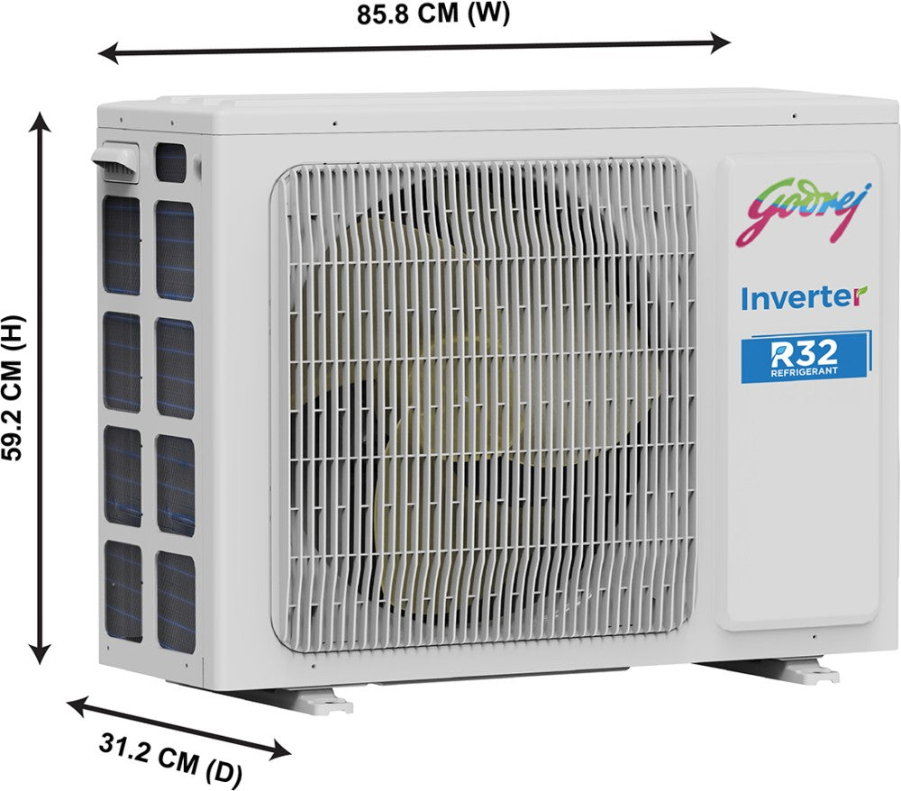 Godrej 5-in-1 Convertible Cooling 2023 Model 1 Ton 5 Star Split Inverter i-sense Technology with Blue Fin Anti Corrosive Coating AC  - White, Gold - AC 1T EI 12TINV5R32-GWA Split/AC 1T EI 12TINV5R32-RWB Split, Copper Condenser