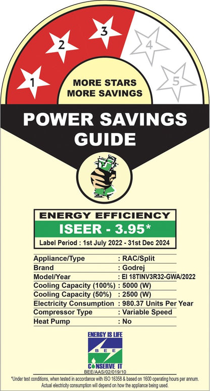 Godrej 5-in-1 Convertible Cooling 2023 Model 1.5 Ton 3 Star Split Inverter i-sense Technology with Blue Fin Anti Corrosive Coating AC  - White, Gold - AC 1.5T EI 18TINV3R32-GWA/AC 1.5T EI 18TINV3R32-GWB, Copper Condenser