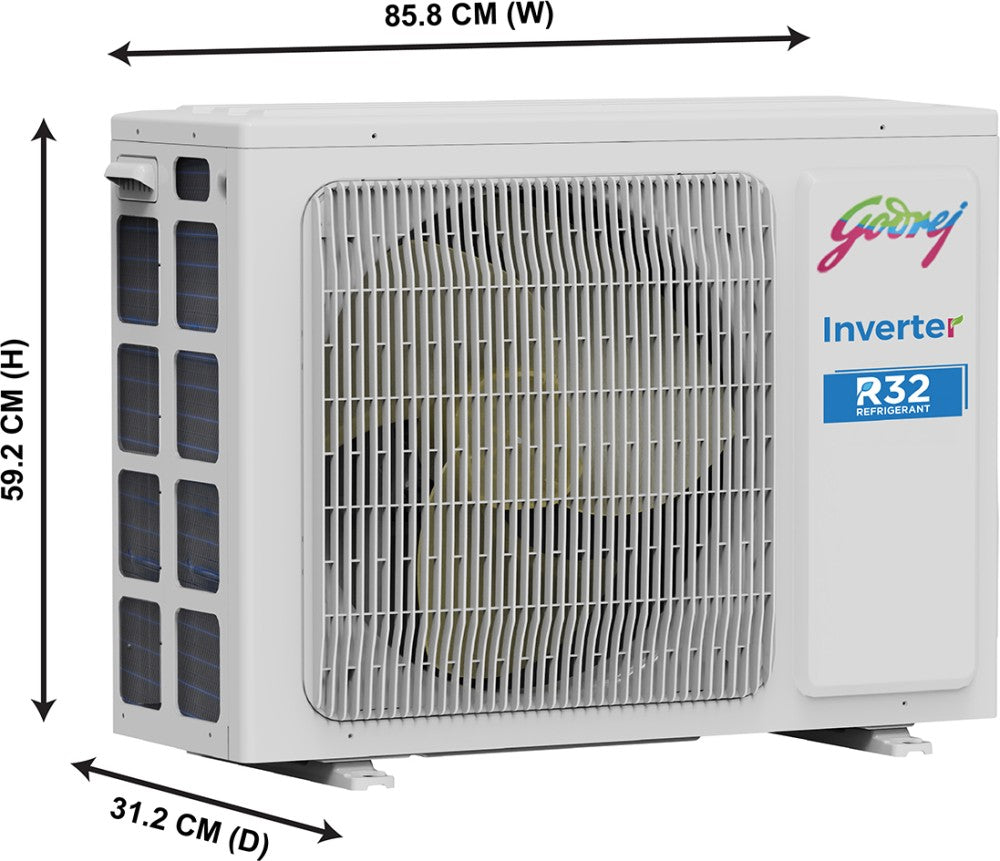 Godrej 5-in-1 Convertible Cooling 2023 Model 2 Ton 3 Star Split Inverter i-sense Technology with Blue Fin Anti Corrosive Coating AC  - White - AC 2T EI 24IINV3R32-WWA Split, Copper Condenser