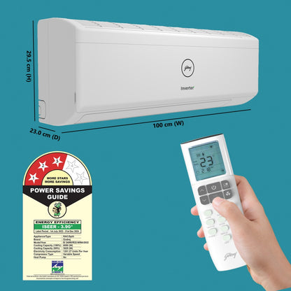 Godrej 5-in-1 Convertible Cooling 2023 Model 2 Ton 3 Star Split Inverter i-sense Technology with Blue Fin Anti Corrosive Coating AC  - White - AC 2T EI 24IINV3R32-WWA Split, Copper Condenser