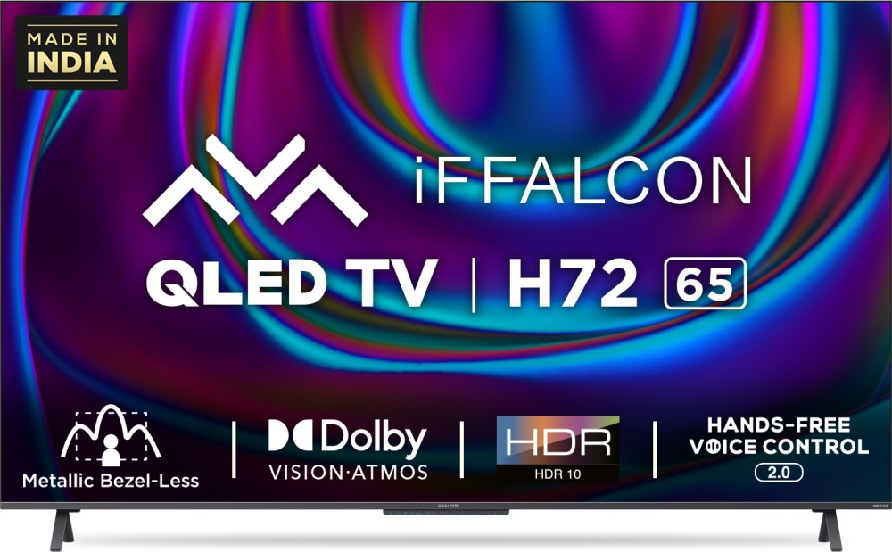 iFFALCON by TCL H72 164 cm (65 inch) QLED Ultra HD (4K) Smart Android TV Hands Free Voice Control & Works with Video Call Camera. - 65H72