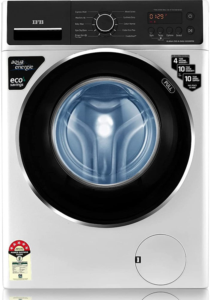 IFB 6.5 kg 5 Star 3D Wash Technology, Gentle Wash, In-built heater Fully Automatic Front Load Washing Machine with In-built Heater Silver - ELENA ZXS