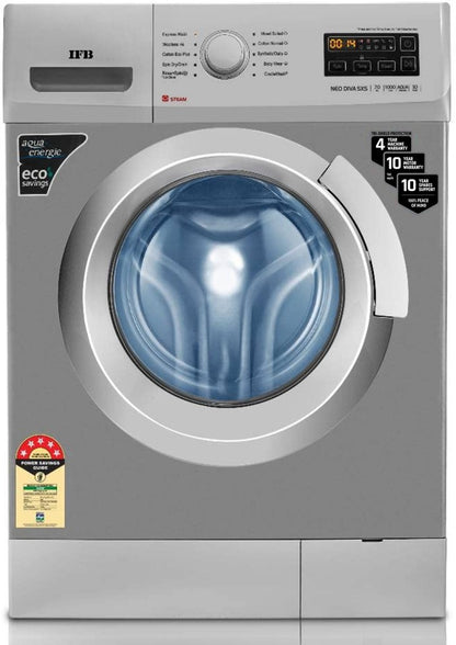 IFB 7 kg Steam Wash Fully Automatic Front Load Washing Machine with In-built Heater Silver - NEO DIVA SXS 7010