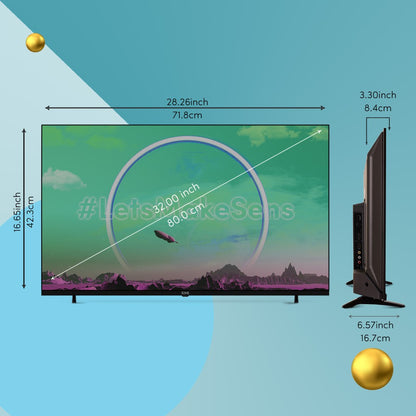 SENS 80 सेमी (32 इंच) एचडी रेडी एलईडी स्मार्ट एंड्रॉइड टीवी डॉल्बी ऑडियो और गूगल असिस्टेंट के साथ - SENS32WASHD