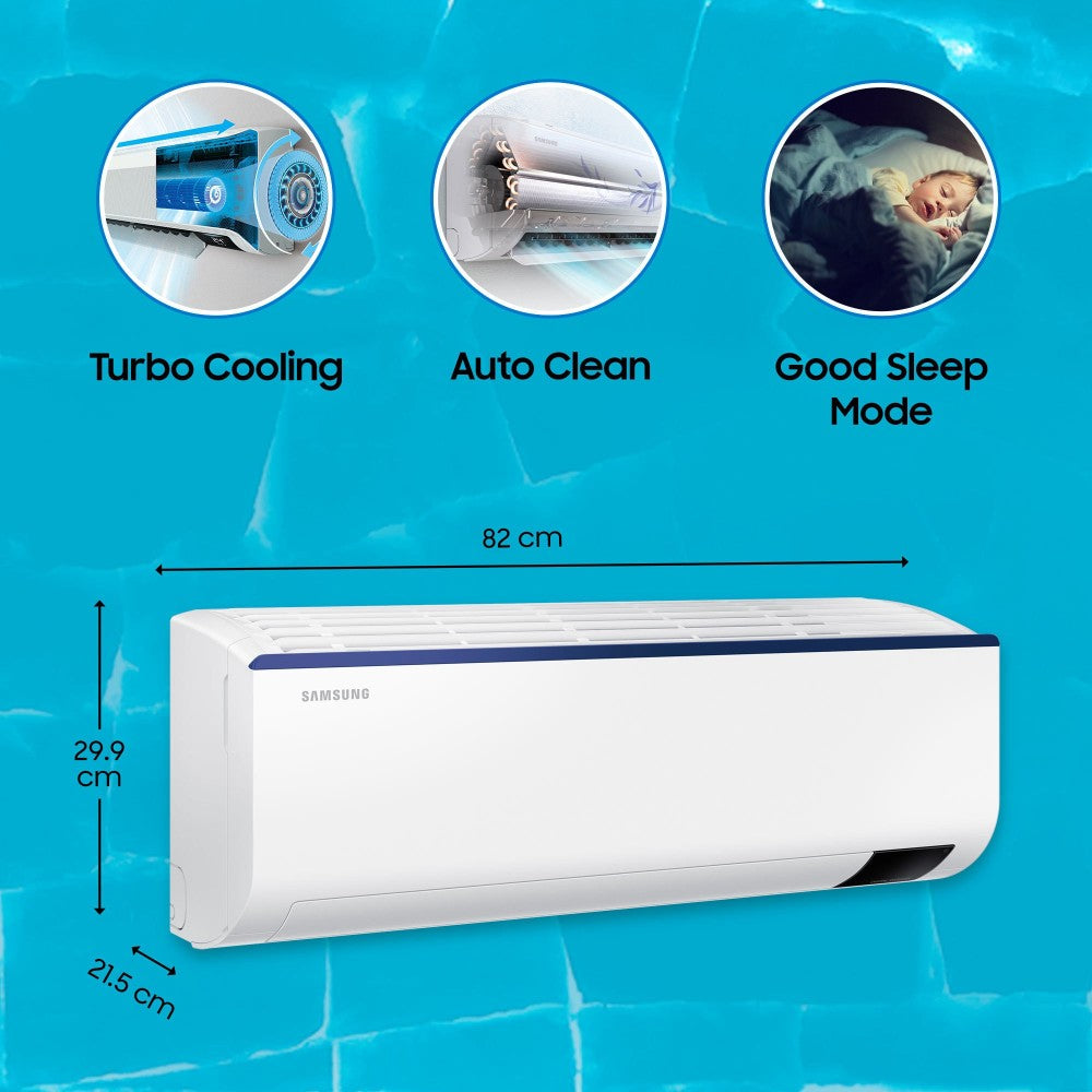 SAMSUNG Convertible 5-in-1 Cooling Mode 1 Ton 4 Star Split Inverter Anti Bacteria Filter AC  - White - AR12BYMZAUR/AR12BYMZAURNNA/AR12BYMZAURXNA, Copper Condenser