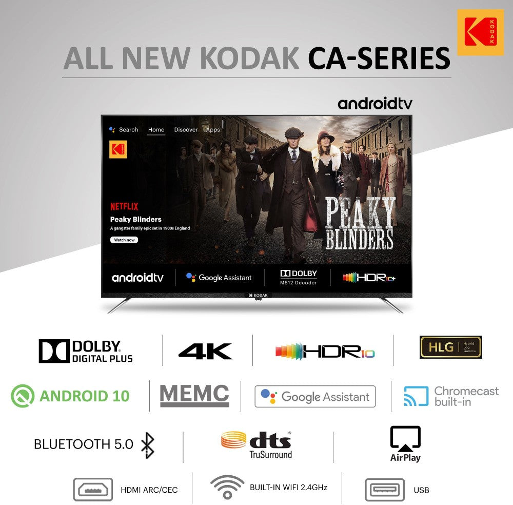 KODAK CA Series 139 cm (55 inch) Ultra HD (4K) LED Smart Android TV with Dolby Digital Plus & DTS TruSurround - 55CA0909