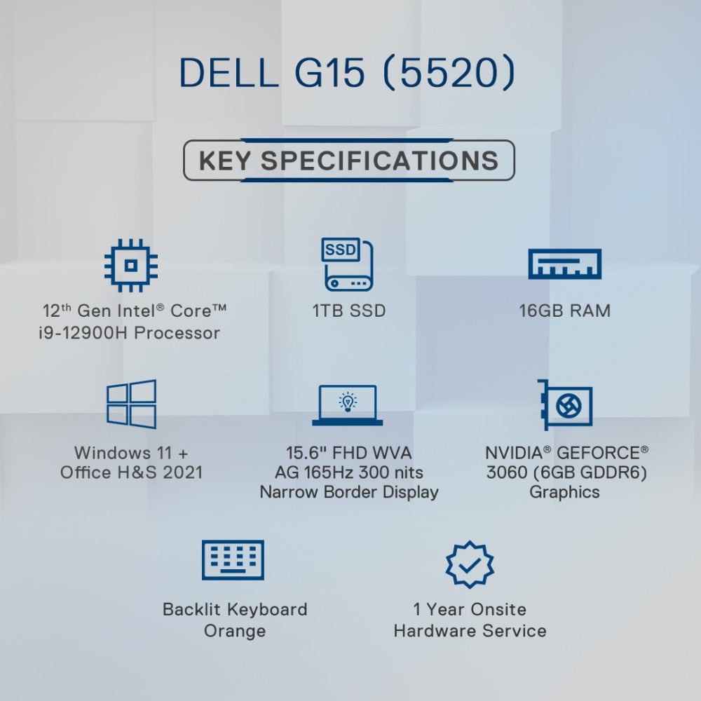 DELL Core i9 12th Gen - (16 GB/1 TB SSD/Windows 11 Home/6 GB ग्राफ़िक्स/NVIDIA GeForce RTX 3060/165 Hz) नया गेमिंग G15 गेमिंग लैपटॉप - 15.6 इंच, डार्क शैडो ग्रे, 2.81 किलोग्राम, MS ऑफिस के साथ