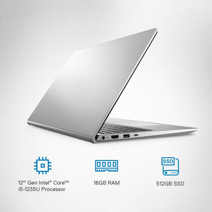 DELL Core i5 12वीं पीढ़ी - (16 जीबी/512 जीबी एसएसडी/विंडोज 11 होम) नया इंस्पिरॉन 15 मेटल लैपटॉप पतला और हल्का लैपटॉप - 15.6 इंच, प्लैटिनम सिल्वर एल्युमीनियम, 1.63 किलोग्राम, एमएस ऑफिस के साथ