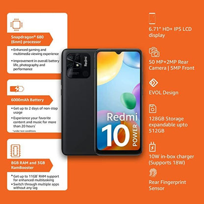 REDMI 10 Power (Power Black, 128 GB) - 8 GB RAM