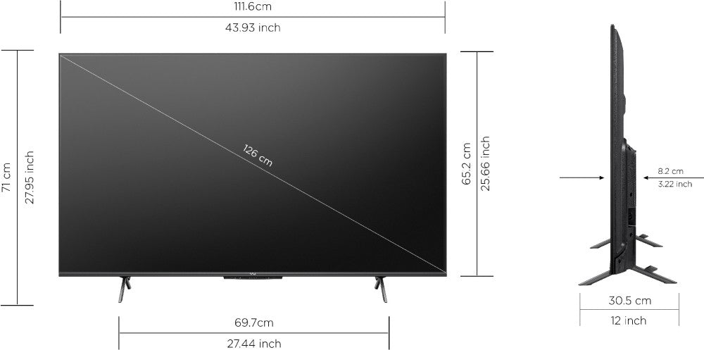 Vu GloLED 126 cm (50 इंच) Ultra HD (4K) LED स्मार्ट Google टीवी DJ सबवूफ़र के साथ 104W - 50GloLED-3 वर्ष