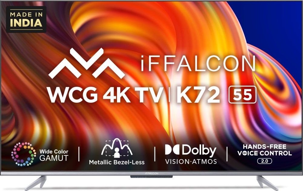 iFFALCON by TCL K72 139 cm (55 inch) Ultra HD (4K) LED Smart Android TV with Hands Free Voice Control and Works with Video Call Camera - 55K72