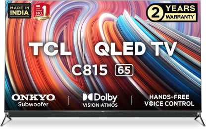 TCL C815 Series 164 cm (65 inch) QLED Ultra HD (4K) Smart Android TV With Integrated 2.1 Onkyo Soundbar - 65C815