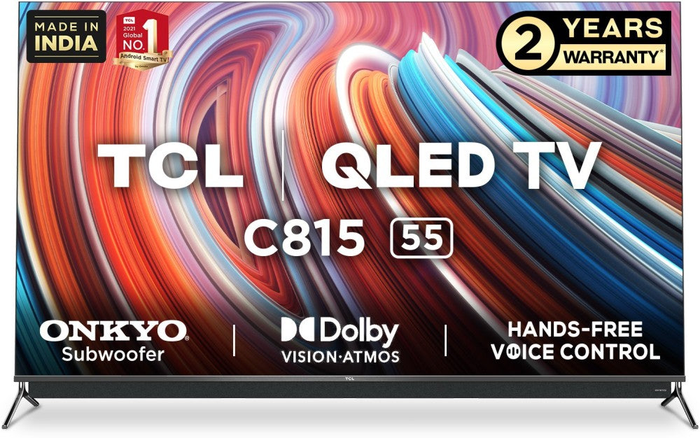TCL C815 Series 139 cm (55 inch) QLED Ultra HD (4K) Smart Android TV With Integrated 2.1 Onkyo Soundbar - 55C815