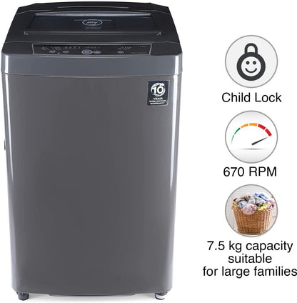 Godrej 7.5 kg Fully Automatic Top Load Washing Machine Grey - WTEON ADR 75 5.0 PFDTN ROGR