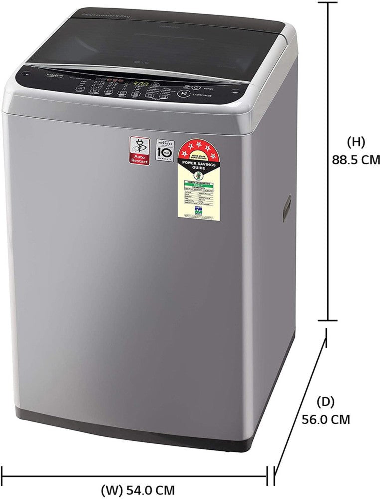 LG 6.5 kg with Smart Diagnosis, Smart Closing Door and 10 Water Levels Fully Automatic Top Load Washing Machine Silver - T65SNSF1Z