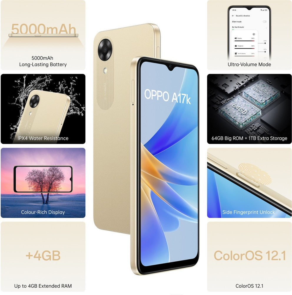 OPPO A17k (Gold, 64 GB) - 3 GB RAM