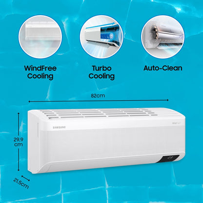 SAMSUNG windfree 1 Ton 3 Star Split Inverter AC  - White - AR12BYMANWK, AR12BYMANWKNNA, AR12BYMANWKXNA, Copper Condenser