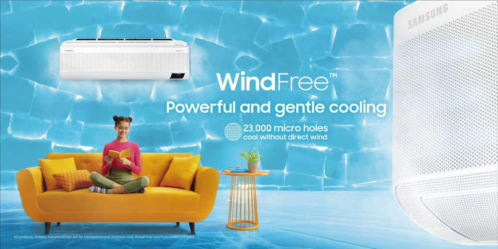 SAMSUNG Convertible 5-in-1 Cooling 2023 Model 1.5 Ton 5 Star Split Inverter Wind Free AC with Wi-fi Connect  - White - AR18CYNANWK/AR18CYNANWKNNA/AR18CYNANWKXNA, Copper Condenser