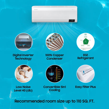 SAMSUNG windfree 1 Ton 3 Star Split Inverter AC  - White - AR12BYMANWK, AR12BYMANWKNNA, AR12BYMANWKXNA, Copper Condenser