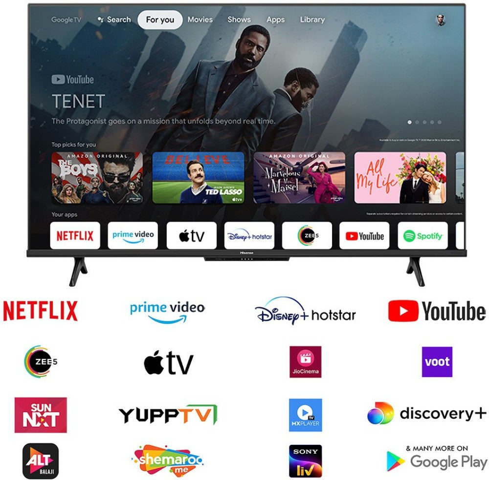 Hisense A6H 126 cm (50 inch) Ultra HD (4K) LED Smart Google TV with Hands Free Voice Control, Dolby Vision and Atmos - 50A6H