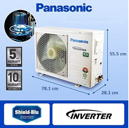 Panasonic 1.5 टन 5 स्टार स्प्लिट इन्वर्टर एसी वाई-फाई कनेक्ट के साथ - सफेद - CS/CU-NU18XKYW5A, कॉपर कंडेंसर