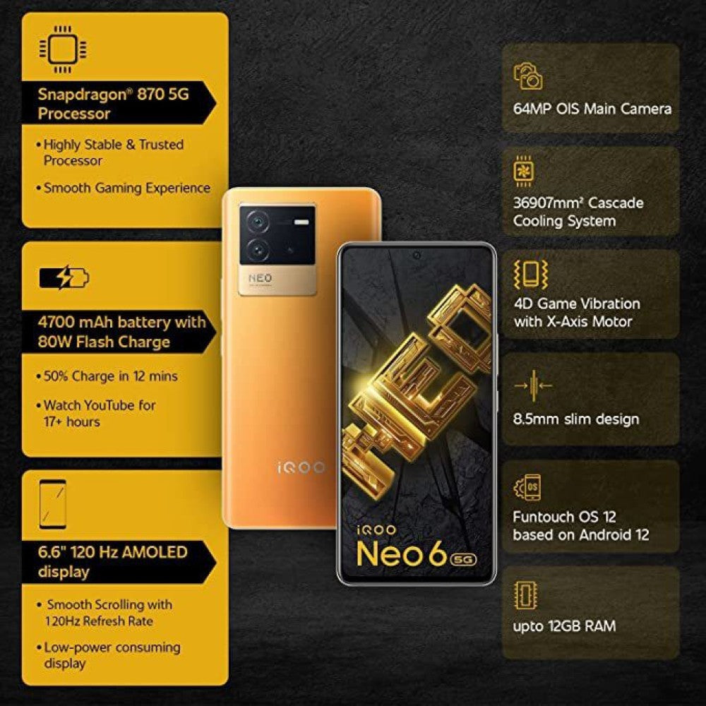 IQOO NEO 6 (MAVERICK ORANGE, 256 GB) - 12 GB RAM