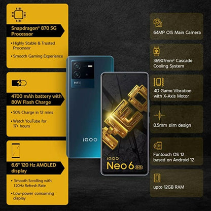 IQOO Neo 6 5G (Dark Nova, 256 GB) - 12 GB RAM