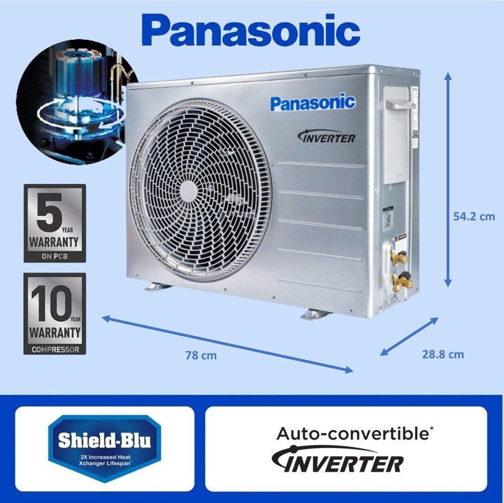 Panasonic 1.5 Ton 3 Star Hot and Cold Split Inverter AC with Wi-fi Connect  - White - CS-KZ18YKYF/CU-KZ18YKYF, Copper Condenser