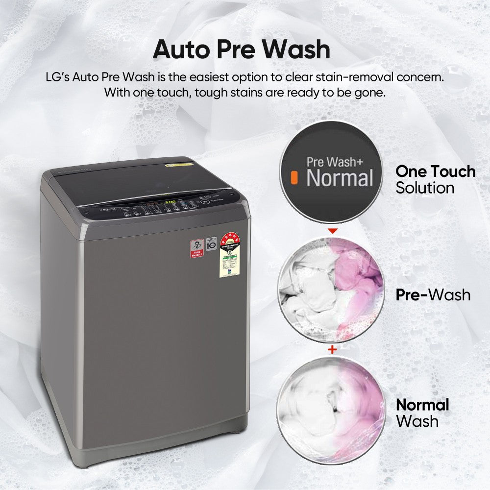 LG 9 kg with Jet Sprey, Auto Pre Wash, Smart Diagnosis, Smart Closing Door and 10 Water Levels Fully Automatic Top Load Washing Machine Black - T90SJMB1Z