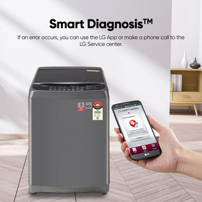 LG 9 kg with Jet Sprey, Auto Pre Wash, Smart Diagnosis, Smart Closing Door and 10 Water Levels Fully Automatic Top Load Washing Machine Black - T90SJMB1Z