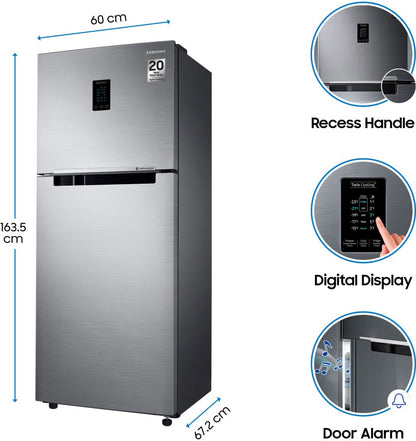 SAMSUNG 324 L Frost Free Double Door 3 Star Convertible Refrigerator - Elegant Inox, RT34T4513S8/HL