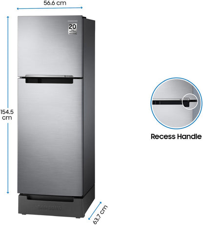 SAMSUNG 253 L Frost Free Double Door 2 Star Refrigerator with Base Drawer - Elegant Inox, RT28T3122S8/HL