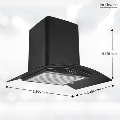 Hindware Sabina Neo BLK 60 Wall Mounted Chimney - Black 1100 CMH