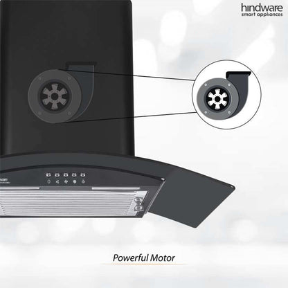 Hindware Sabina Neo BLK 60 Wall Mounted Chimney - Black 1100 CMH