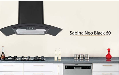 Hindware Sabina Neo BLK 60 Wall Mounted Chimney - Black 1100 CMH