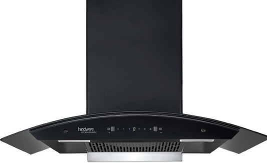 Hindware Ripple 90 Auto Clean Wall Mounted Chimney - Black 1350 CMH