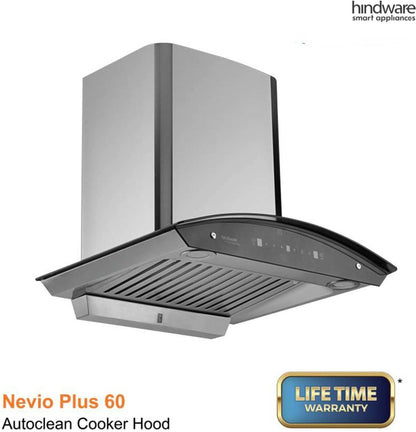 Hindware Nevio Plus 60 ऑटो क्लीन वॉल माउंटेड चिमनी - आईनॉक्स 1400 CMH