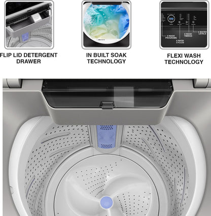 Godrej 7 kg 5 Star With Flexi Wash Technology And Soft-Close Lid Washing Machine Fully Automatic Top Load Silver - WTEON VLVT 70 5.0 FDTN SVGZ