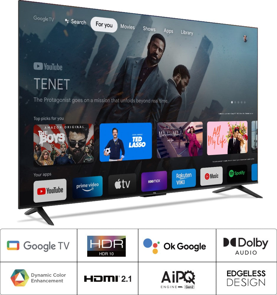 TCL 43P635 108 cm (43 inch) Ultra HD (4K) LED Smart Google TV with Bezel-Less Design and Dolby Audio & 2 Years Warranty - 43P635