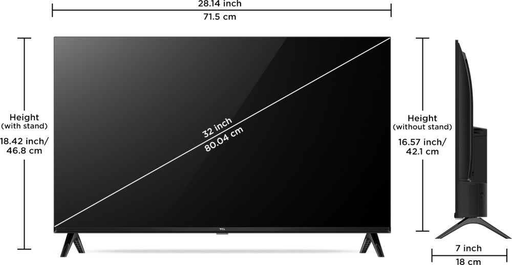 TCL 80.04 cm (32 inch) HD Ready LED Smart Android TV with Bezel Less & Extra Brightness - 32S5400A