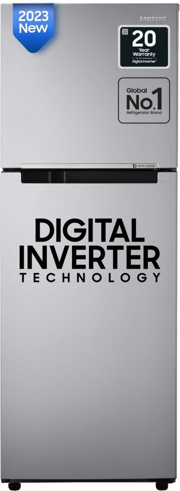 SAMSUNG 236 L Frost Free Double Door 2 Star Refrigerator  with Digital Inverter - Gray Silver, RT28C3032GS/HL