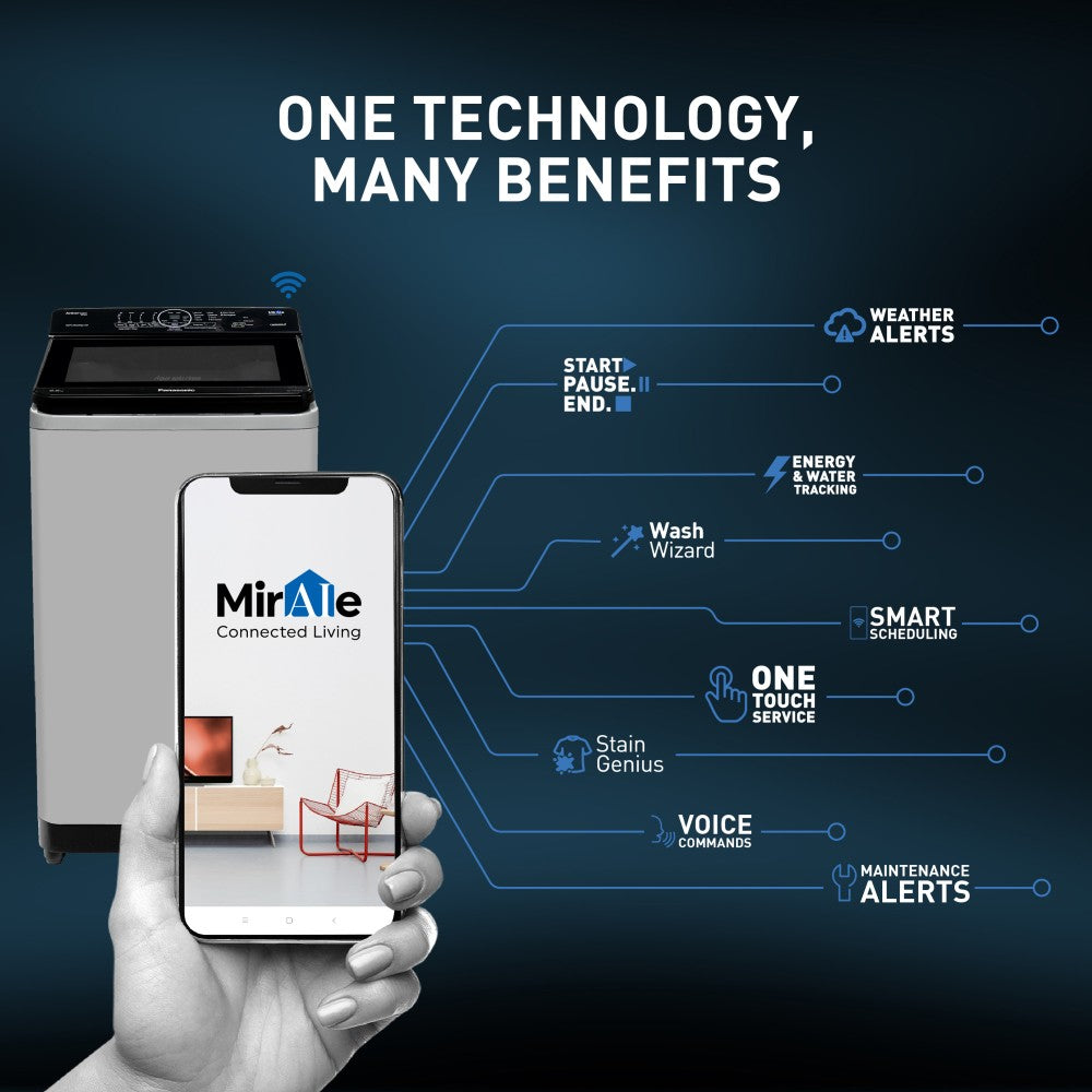 पैनासोनिक 6.5 किलो वाईफ़ाई स्मार्ट वॉशिंग मशीन पूरी तरह से स्वचालित टॉप लोड ग्रे - NA-F65A10CRB